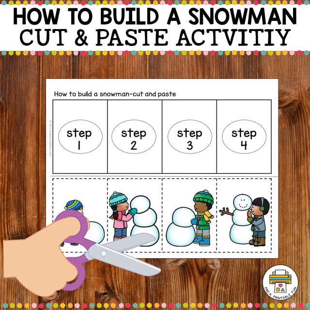 Snowman and Snowflake Cut and Paste Activities