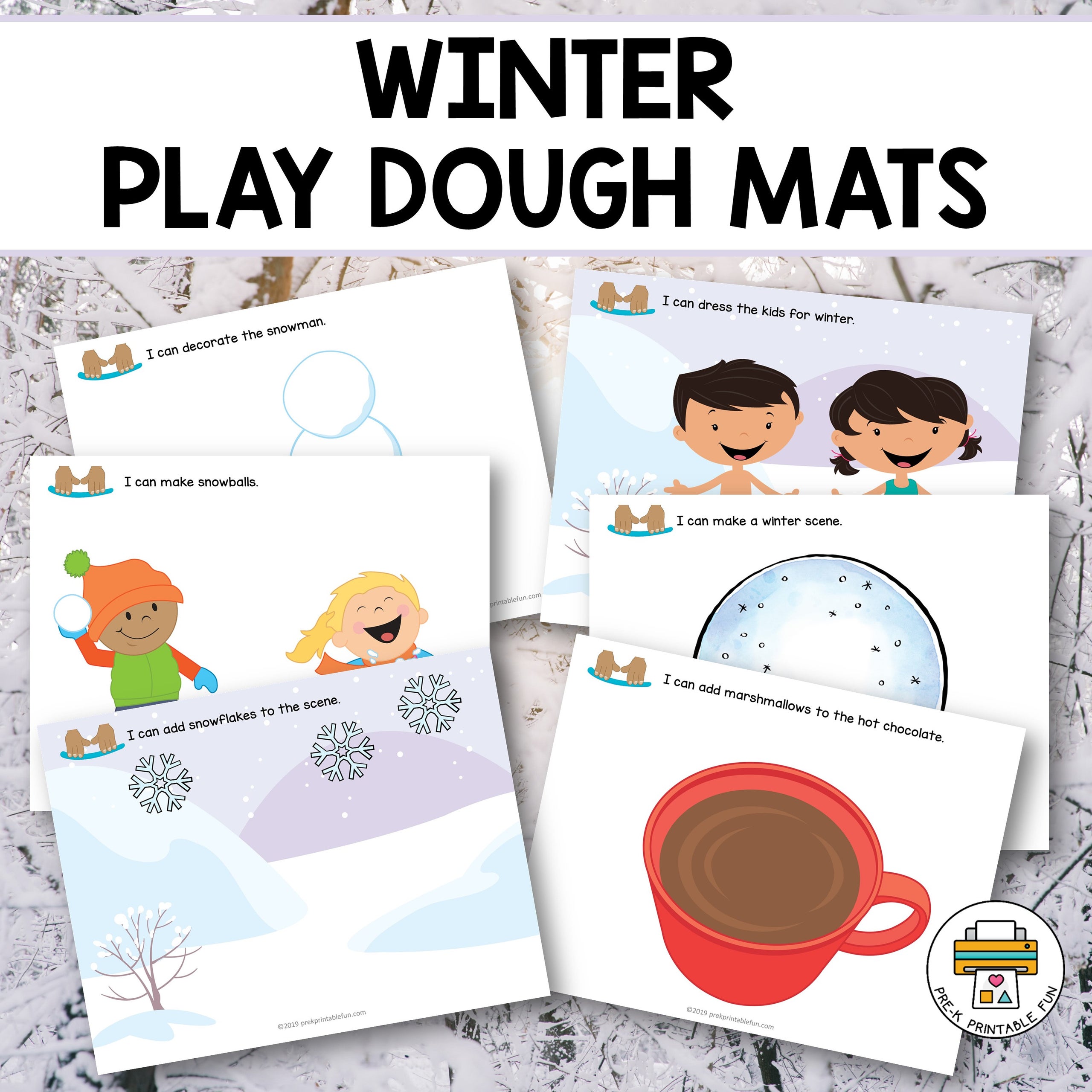 ❄️️ FREE Printable Winter Playdough Mats Activity for Preschool