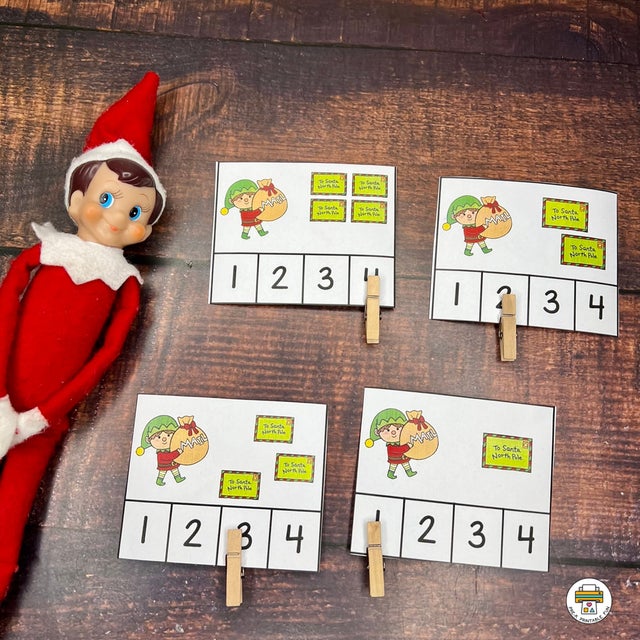 Free Preschool Elf Count and Clip Cards